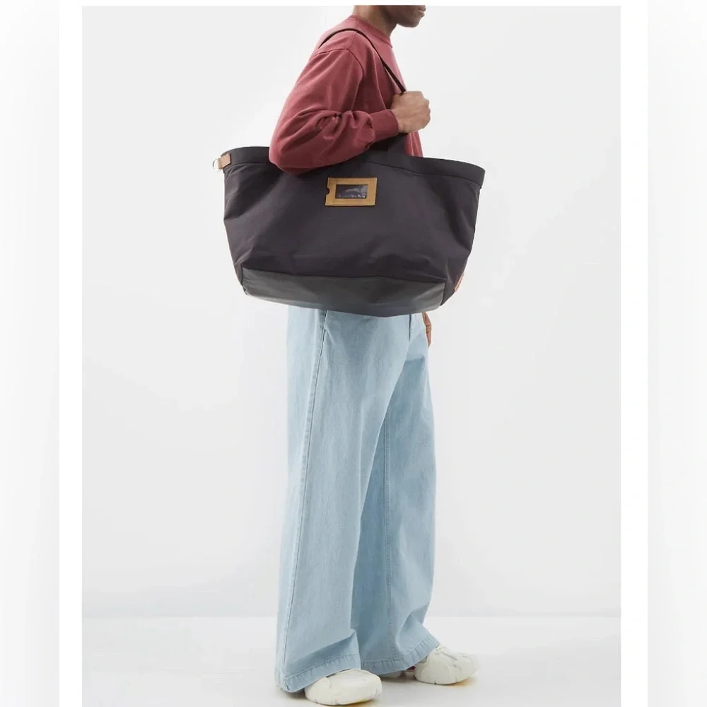 Acne Studios Post Ripstop Nylon & Suede Tote Black
